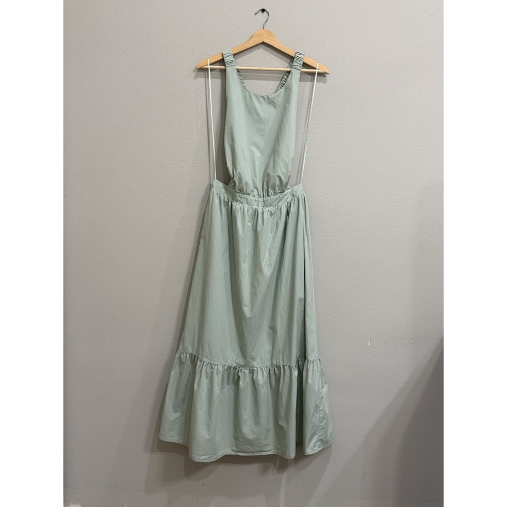 English Factory Backless Cotton Maxi Dress Large Light Sage Green - Picture 3 of 14